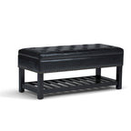 Banc de rangement ottoman en similicuir touffeté multicolore, une place, 43 po L