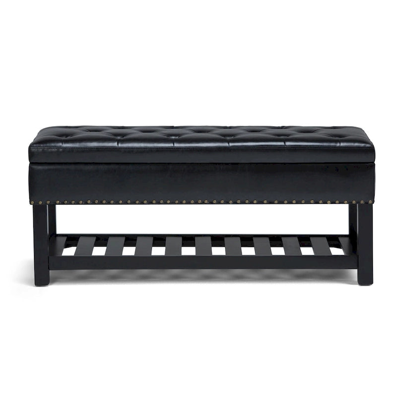 Banc de rangement ottoman en similicuir touffeté multicolore, une place, 43 po L
