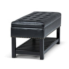 Banc de rangement ottoman en similicuir touffeté multicolore, une place, 43 po L