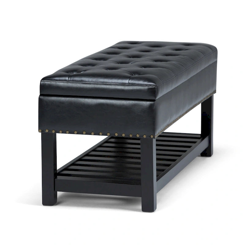 Banc de rangement ottoman en similicuir touffeté multicolore, une place, 43 po L