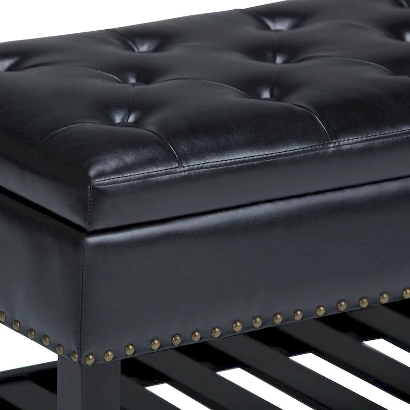 Banc de rangement ottoman en similicuir touffeté multicolore, une place, 43 po L
