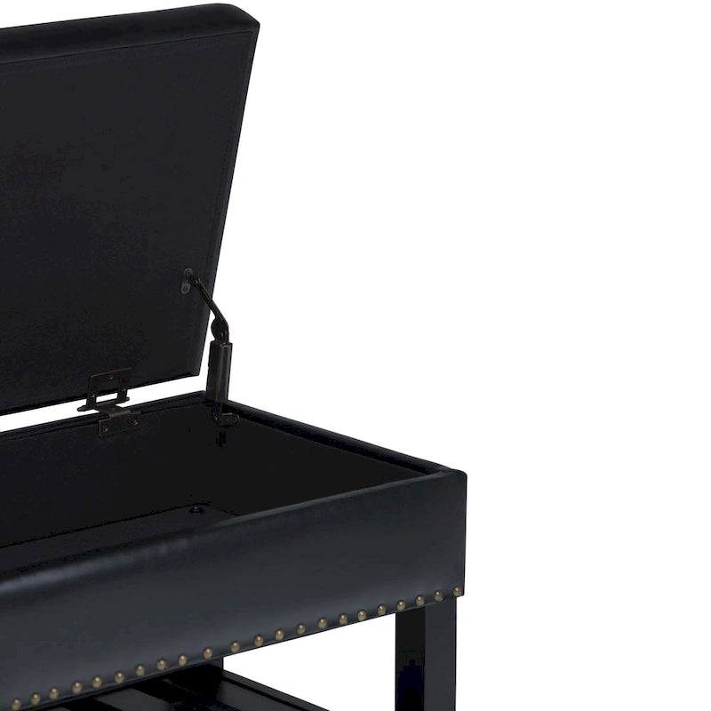 Banc de rangement ottoman en similicuir touffeté multicolore, une place, 43 po L