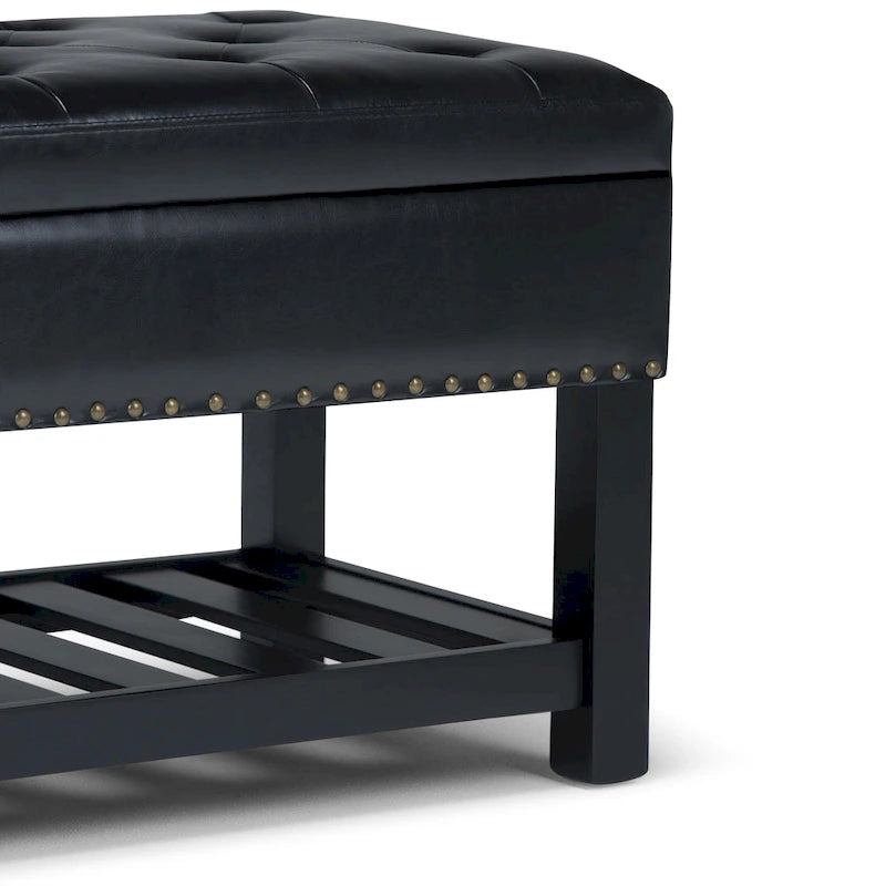 Banc de rangement ottoman en similicuir touffeté multicolore, une place, 43 po L