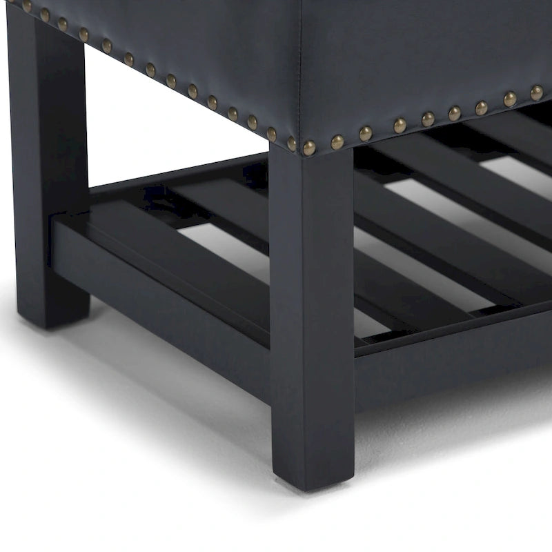 Banc de rangement ottoman en similicuir touffeté multicolore, une place, 43 po L