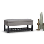 Banc de rangement ottoman en similicuir touffeté multicolore, une place, 43 po L