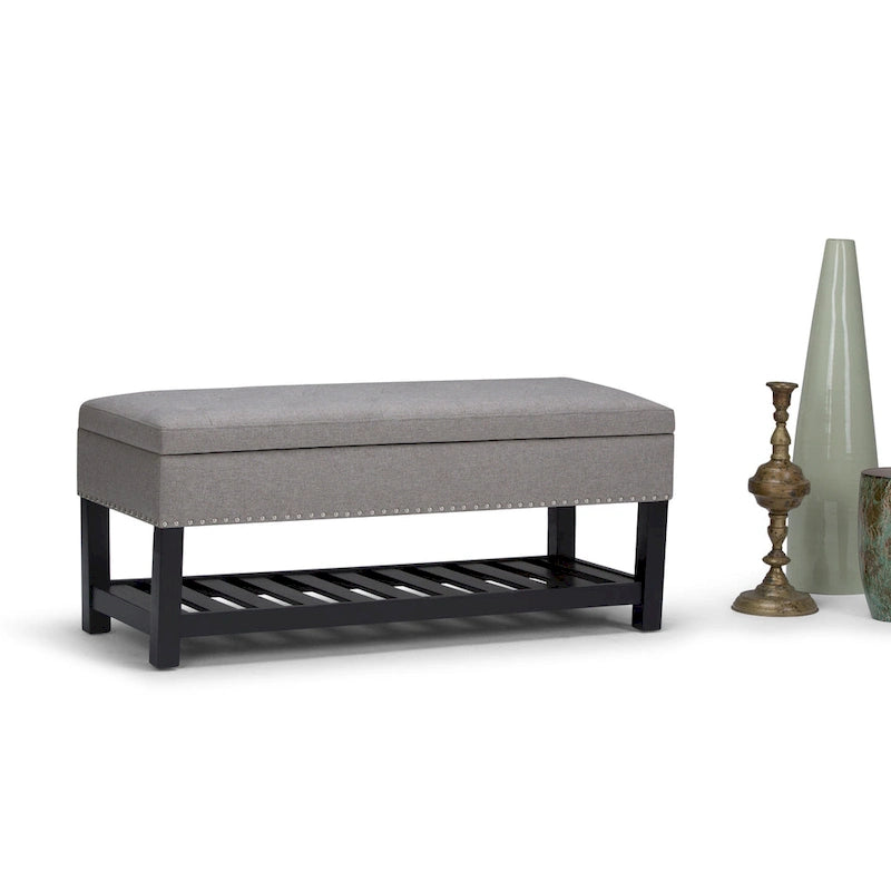 Banc de rangement ottoman en similicuir touffeté multicolore, une place, 43 po L