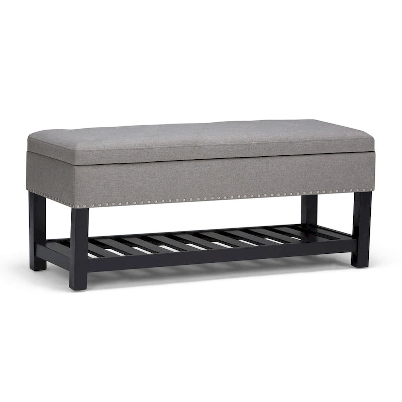 Banc de rangement ottoman en similicuir touffeté multicolore, une place, 43 po L