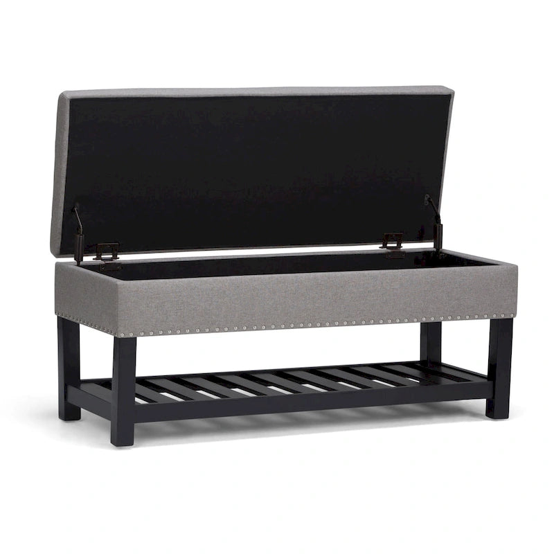 Banc de rangement ottoman en similicuir touffeté multicolore, une place, 43 po L