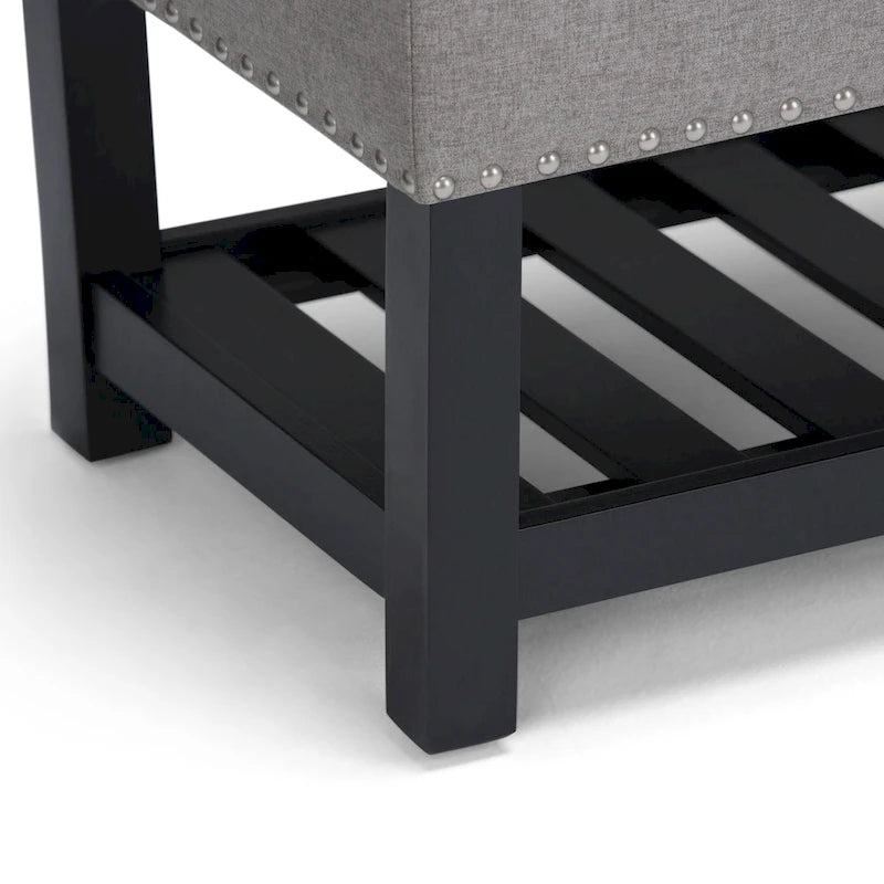 Banc de rangement ottoman en similicuir touffeté multicolore, une place, 43 po L