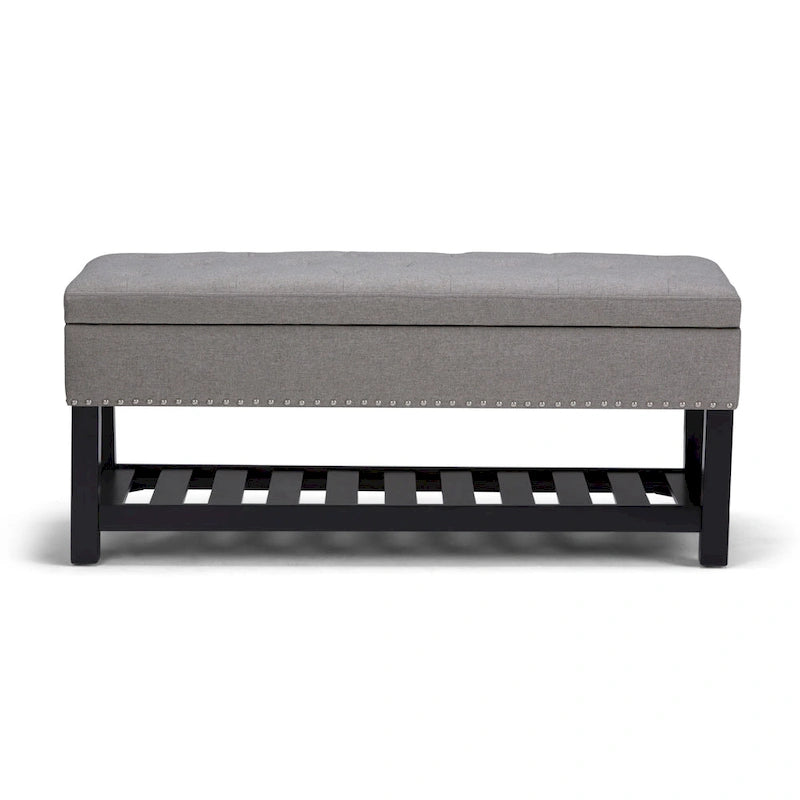 Banc de rangement ottoman en similicuir touffeté multicolore, une place, 43 po L