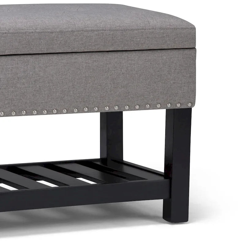 Banc de rangement ottoman en similicuir touffeté multicolore, une place, 43 po L