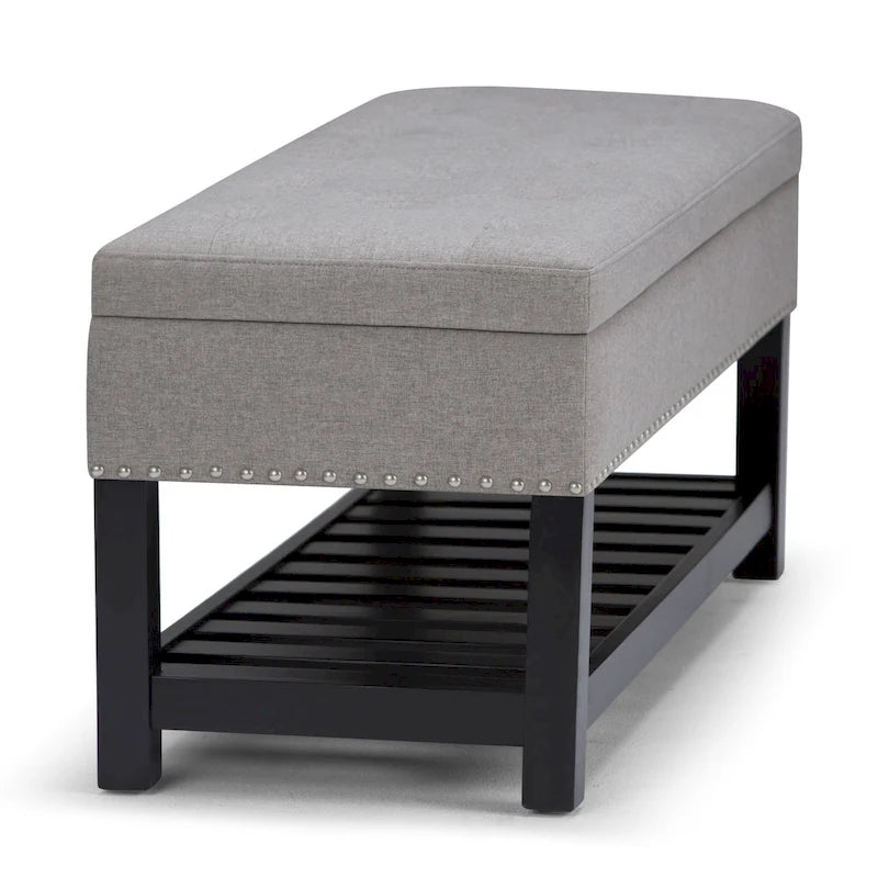 Banc de rangement ottoman en similicuir touffeté multicolore, une place, 43 po L