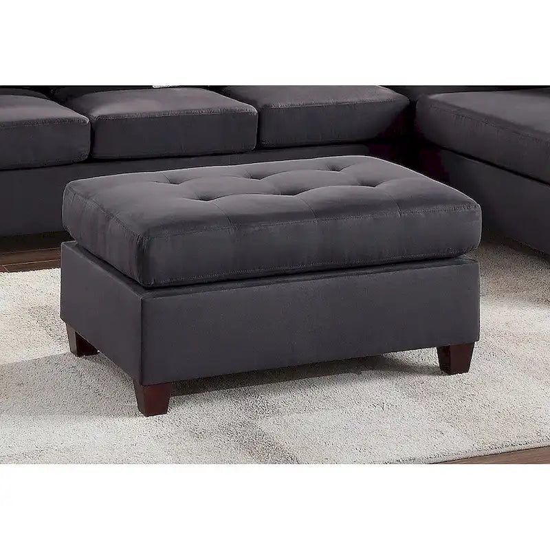 Ensemble canapé d'angle 3 places en microfibre, ébène/gris, 3 places et plus