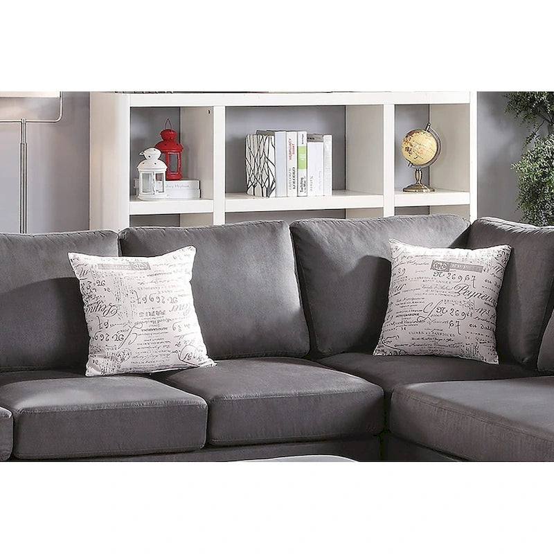 Ensemble canapé d'angle 3 places en microfibre, ébène/gris, 3 places et plus