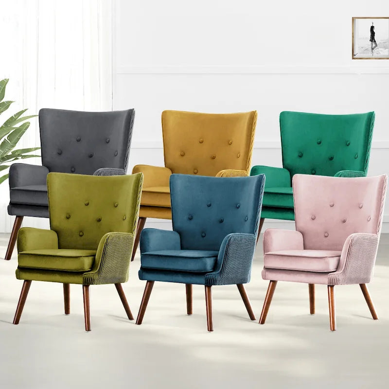 Fauteuil d'appoint à oreilles en velours, lot de 2 – Plusieurs coloris