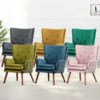 Fauteuil d'appoint à oreilles en velours, lot de 2 – Plusieurs coloris