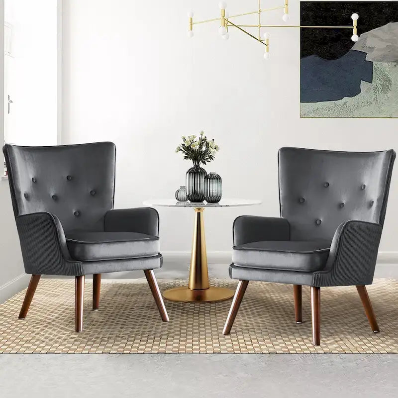 Fauteuil d'appoint à oreilles en velours, lot de 2 – Plusieurs coloris