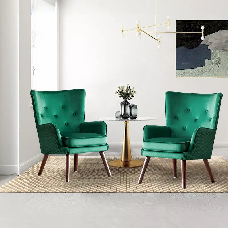 Fauteuil d'appoint à oreilles en velours, lot de 2 – Plusieurs coloris