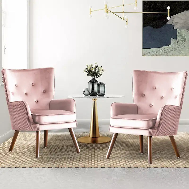 Fauteuil d'appoint à oreilles en velours, lot de 2 – Plusieurs coloris