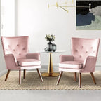 Fauteuil d'appoint à oreilles en velours, lot de 2 – Plusieurs coloris
