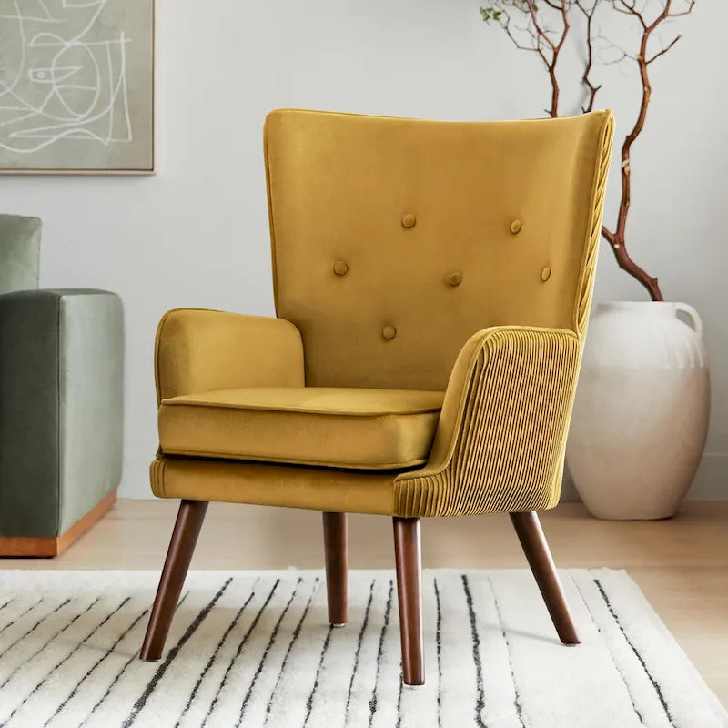 Fauteuil d'appoint à oreilles en velours, lot de 2 – Plusieurs coloris