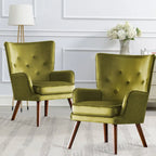 Fauteuil d'appoint à oreilles en velours, lot de 2 – Plusieurs coloris