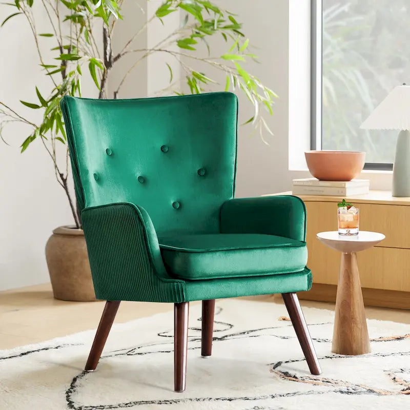 Fauteuil d'appoint à oreilles en velours, lot de 2 – Plusieurs coloris