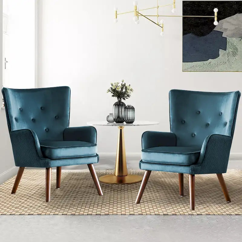 Fauteuil d'appoint à oreilles en velours, lot de 2 – Plusieurs coloris