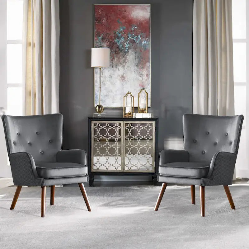 Fauteuil d'appoint à oreilles en velours, lot de 2 – Plusieurs coloris