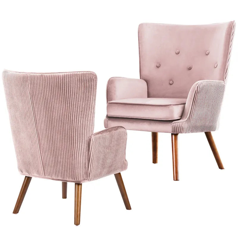 Fauteuil d'appoint à oreilles en velours, lot de 2 – Plusieurs coloris