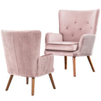 Fauteuil d'appoint à oreilles en velours, lot de 2 – Plusieurs coloris