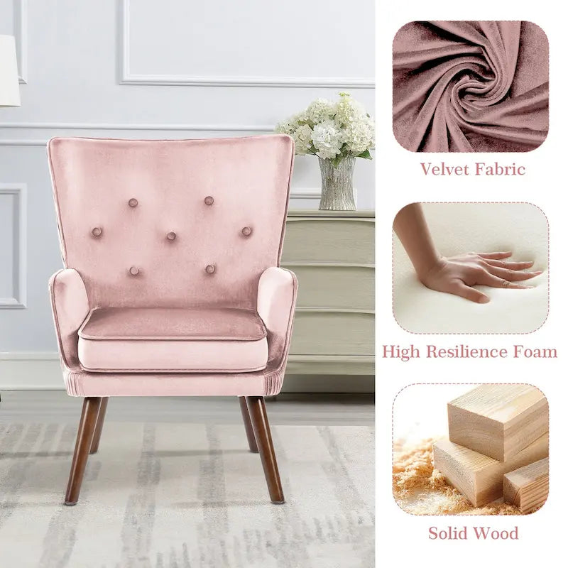 Fauteuil d'appoint à oreilles en velours, lot de 2 – Plusieurs coloris