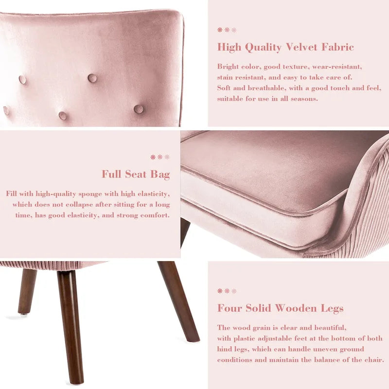 Fauteuil d'appoint à oreilles en velours, lot de 2 – Plusieurs coloris