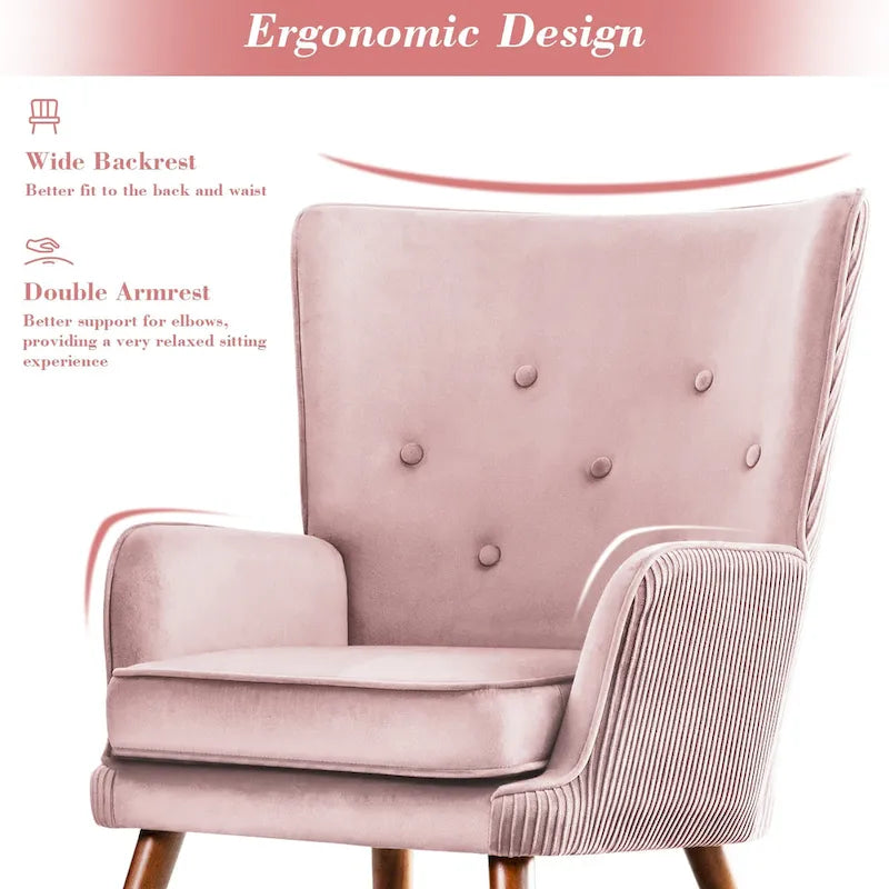 Fauteuil d'appoint à oreilles en velours, lot de 2 – Plusieurs coloris