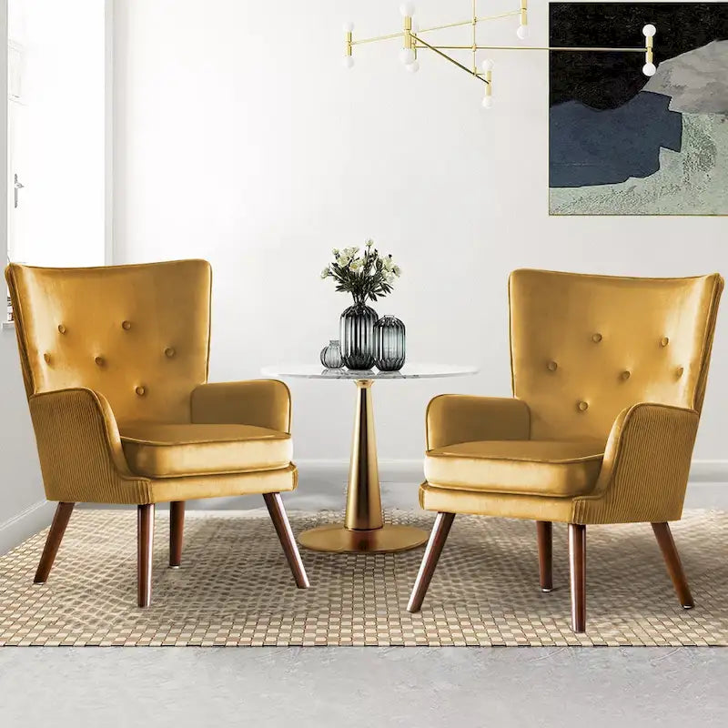 Fauteuil d'appoint à oreilles en velours, lot de 2 – Plusieurs coloris