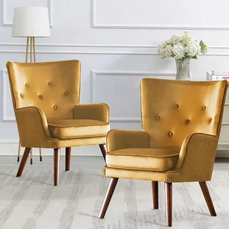 Fauteuil d'appoint à oreilles en velours, lot de 2 – Plusieurs coloris