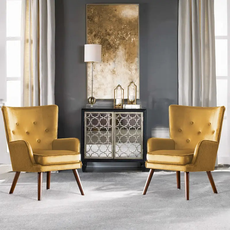 Fauteuil d'appoint à oreilles en velours, lot de 2 – Plusieurs coloris