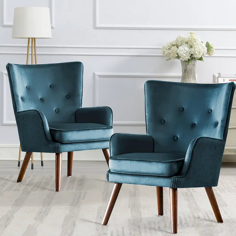 Fauteuil d'appoint à oreilles en velours, lot de 2 – Plusieurs coloris
