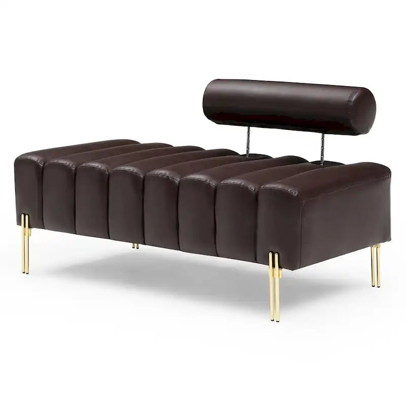 Banc 1 place rembourré en Sherpa marron/beige/noir/rose avec dossier réglable