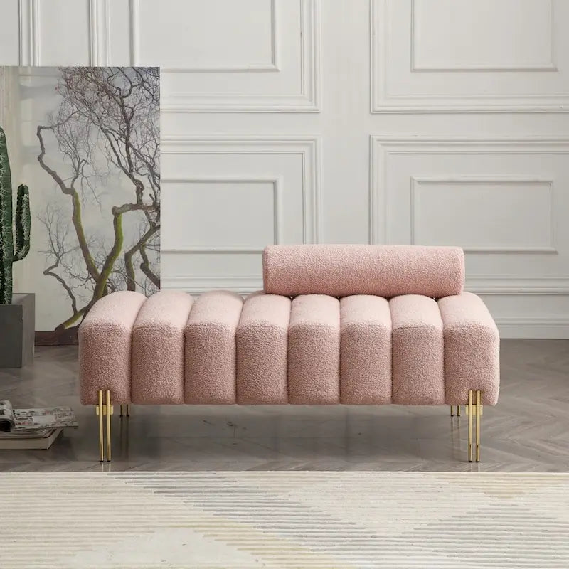 Banc 1 place rembourré en Sherpa marron/beige/noir/rose avec dossier réglable