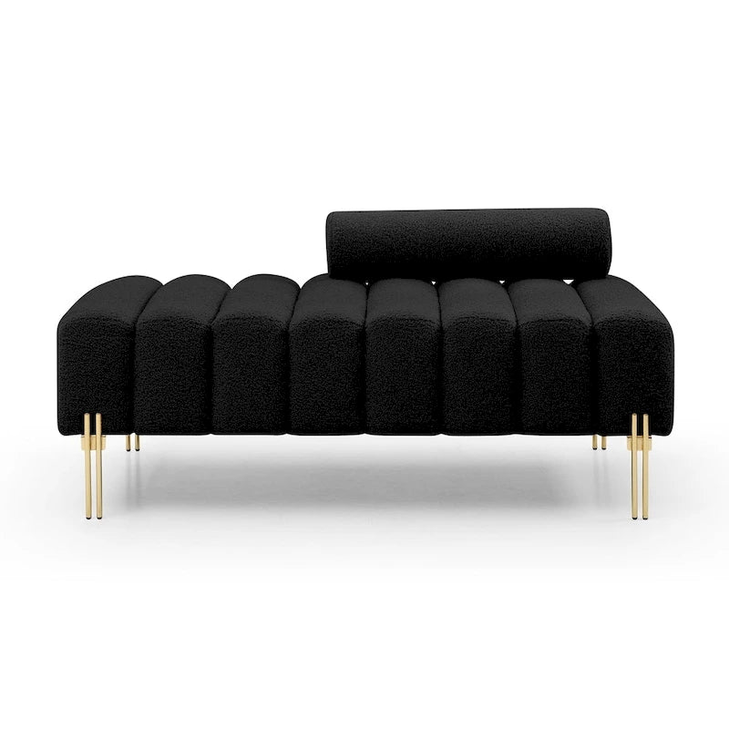 Banc 1 place rembourré en Sherpa marron/beige/noir/rose avec dossier réglable
