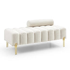 Banc 1 place rembourré en Sherpa marron/beige/noir/rose avec dossier réglable