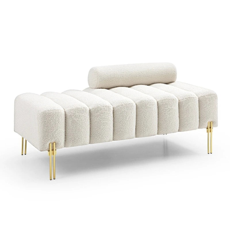 Banc 1 place rembourré en Sherpa marron/beige/noir/rose avec dossier réglable
