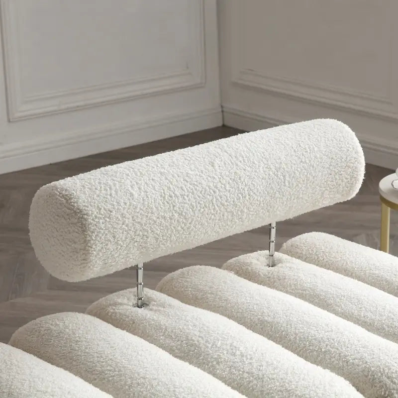 Banc 1 place rembourré en Sherpa marron/beige/noir/rose avec dossier réglable