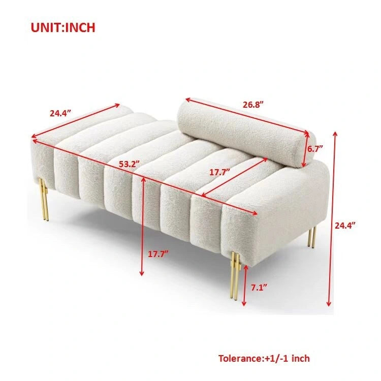 Banc 1 place rembourré en Sherpa marron/beige/noir/rose avec dossier réglable