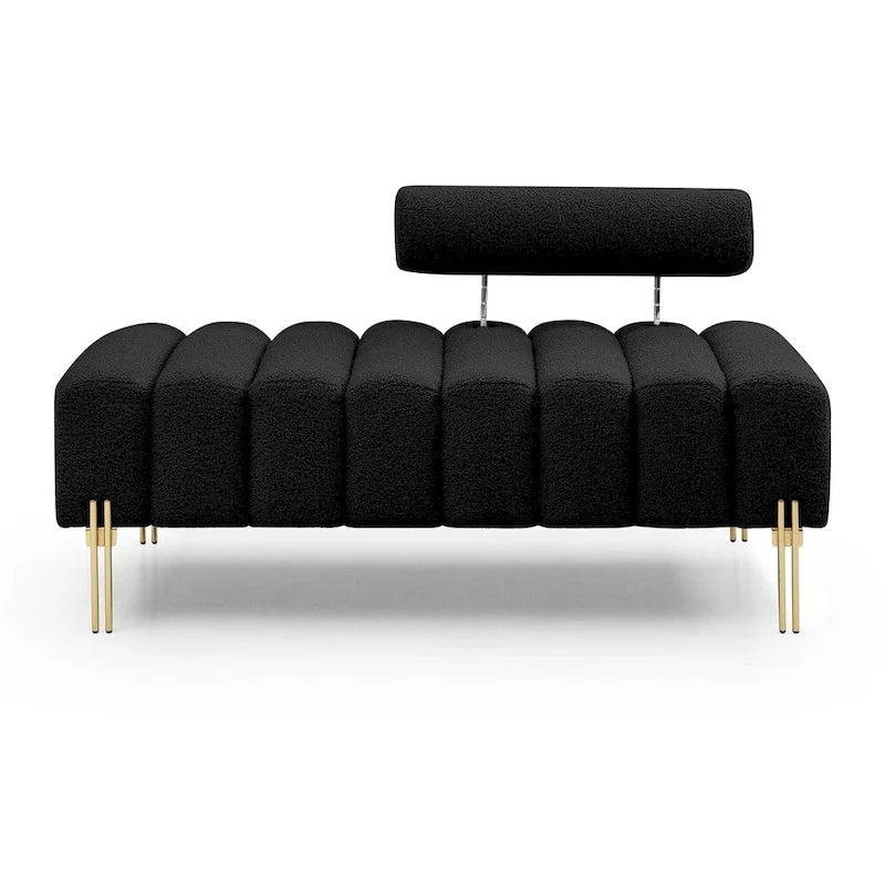 Banc 1 place rembourré en Sherpa marron/beige/noir/rose avec dossier réglable