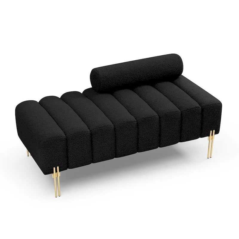 Banc 1 place rembourré en Sherpa marron/beige/noir/rose avec dossier réglable