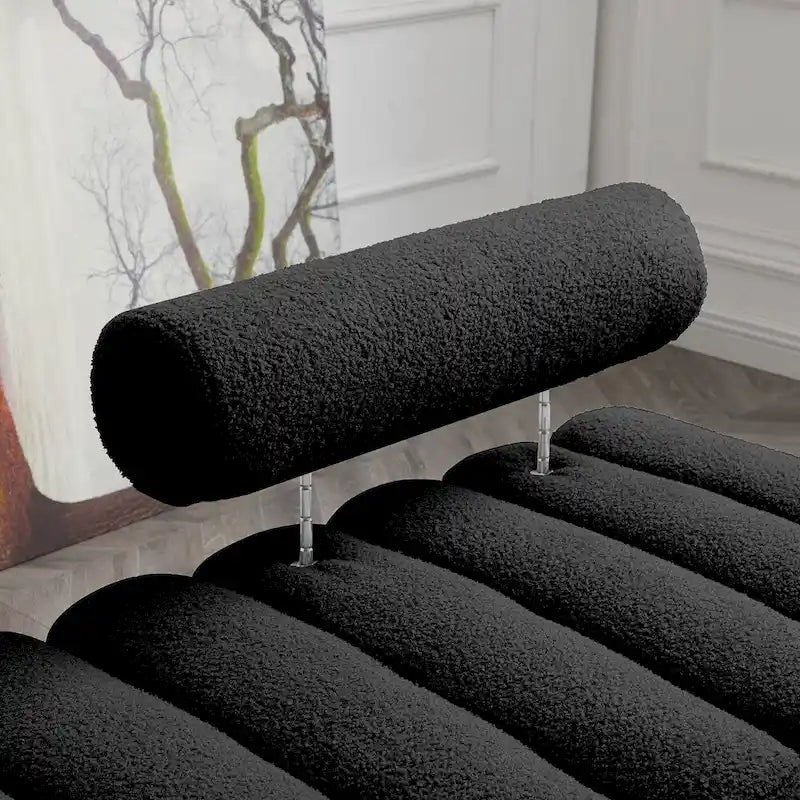 Banc 1 place rembourré en Sherpa marron/beige/noir/rose avec dossier réglable