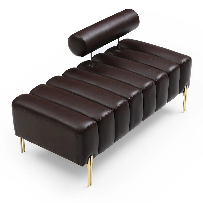 Banc 1 place rembourré en Sherpa marron/beige/noir/rose avec dossier réglable