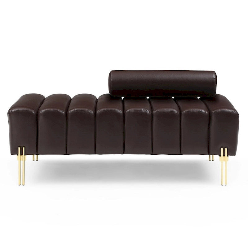 Banc 1 place rembourré en Sherpa marron/beige/noir/rose avec dossier réglable